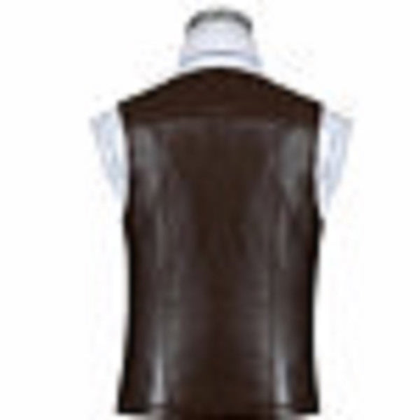 NOORA Men's Vest, Handmade Leather, Brown Genuine Leather Blazer, Men's Genuine Lambskin Leather Formal Vest, , New Custom Made Dress SB19