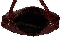Women's burgundy colour hobo bag