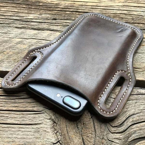 NOORA Leather Distressed Leather purse Size: 6.24 x 3.07 x 0.3 inch Retro Short Cell Phone Case Belt Bag Purse brown leather SP@64