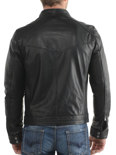 men’s black stylish biker jacket - Noora International