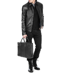 Men's Button up Leather Jacket | Button Up Jacket | Noora International