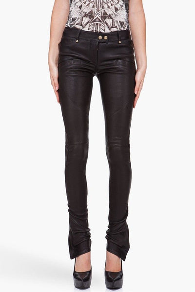 Women's Black leather skinny pants