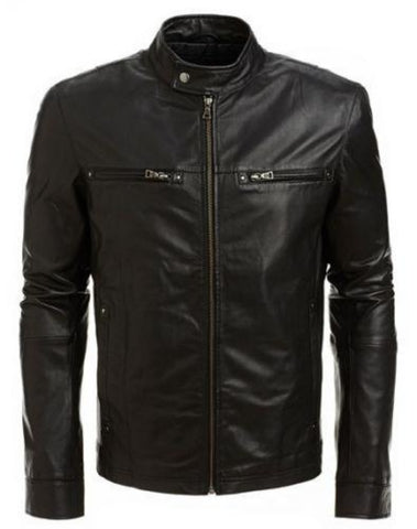men’s black biker leather jacket - Noora International