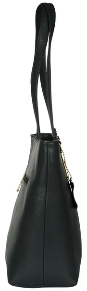 Women's solid black colour shopper bag