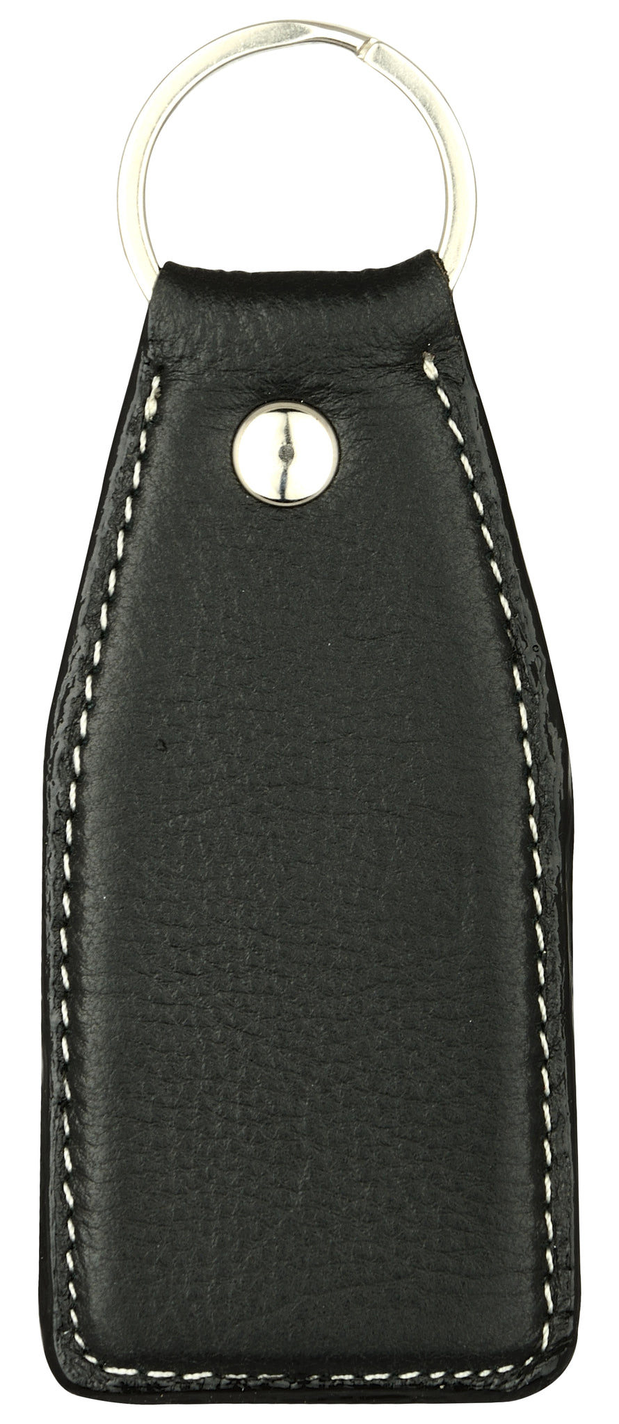 Solid black leather key chain