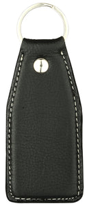 Solid black leather key chain