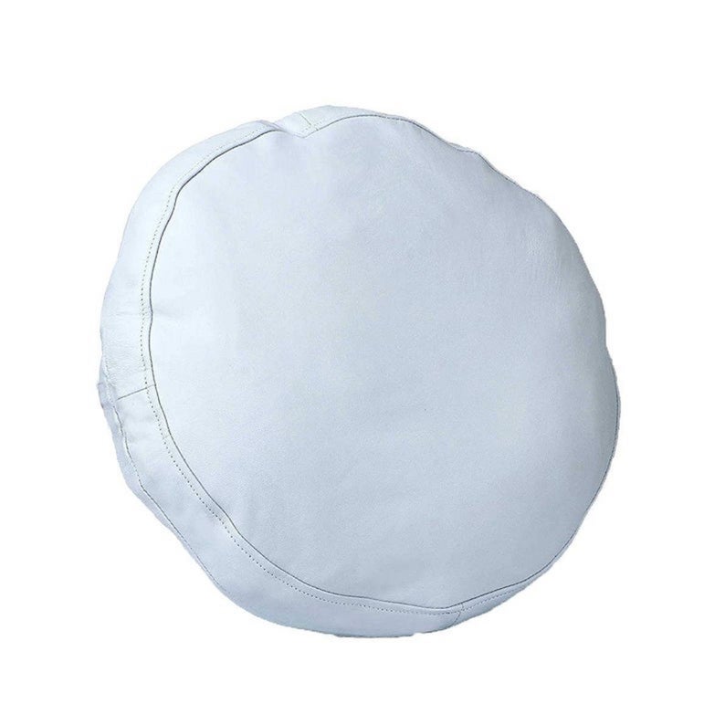 NOORA 100% Lambskin Round Leather Pillow Cover ,Sofa Cushion Case, Decorative Circular White Cushion Throw Covers for Living Room