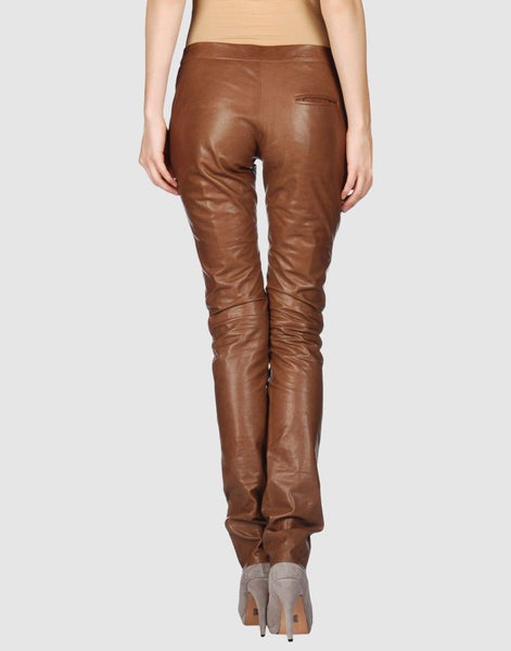 Women's Brown Leather pants ST0349