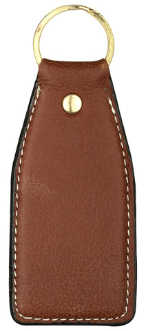 dark brown curved leather key chain