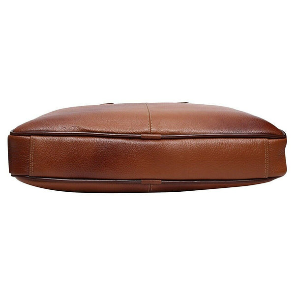 NOORA 13 inch Men's Genuine Leather Messenger Shoulder Briefcas Brown Bag QD315