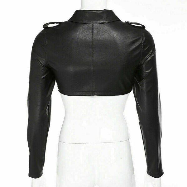 Noora Women Sexy Steampunk Goth Bolero Long Sleeve Shrug Jacket Leather SJ175