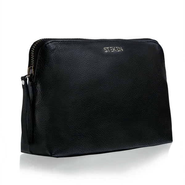 NOORA HANDMADE Genuine Leather BLACK UNISEX Travel Bags Сustom Pouch