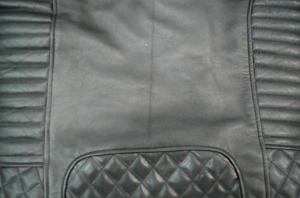 NOORA New Mens Black Leather Jacket, Quilted Designer Shiny Jacket Retro Style Biker Jacket YK0100