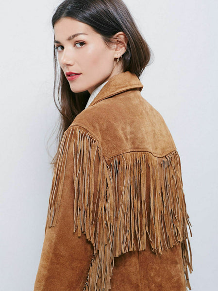 Noora New Women's Lambskin Brown Suede Leather Jacket Racing Stylish Biker Modern Jacket  L13