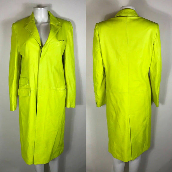 Noora New Women Lambskin Leather Trench Coat Jacket Modern Styles Neon Green SP1