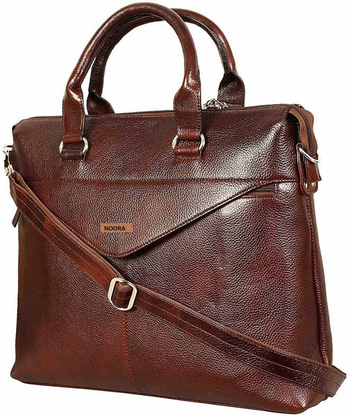 NOORA leather messenger laptop shoulder brown vintage office bag handmade WA256