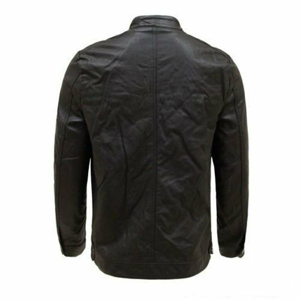 NOORA New MEN'S BIKER CAFE RACER  REAL CRUNCH  LEATHER SLIM FIT JACKET NI-28