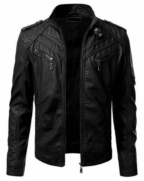 NOORA Men  Leather Hot Vintage Black Brown Slim Fit Biker Racing Jacket  SJ119