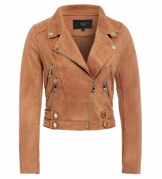 NOORA Women Ladies Leather Jacket Coats Zip Up Biker Flight Casual BS-103