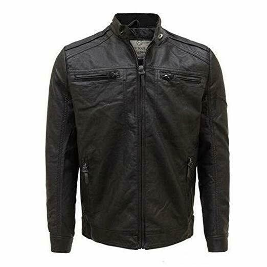 NOORA New MEN'S BIKER CAFE RACER  REAL CRUNCH  LEATHER SLIM FIT JACKET NI-28