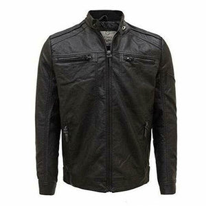 NOORA New MEN'S BIKER CAFE RACER  REAL CRUNCH  LEATHER SLIM FIT JACKET NI-28