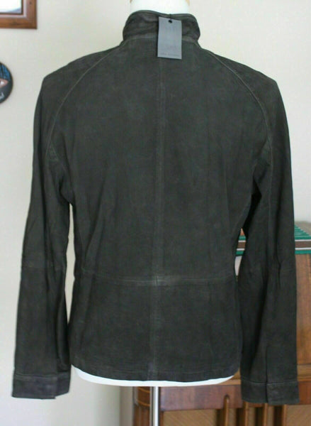 NOORA Mens Vintage Real Leather Black Suede Leather Zip Front Jacket Retro Style S2