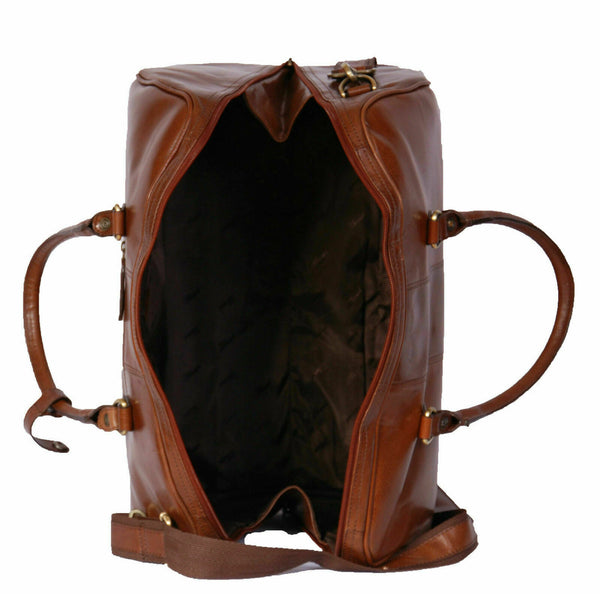 NOORA Genuine Leather Holdall Cabin Travel Gym Sports Duffle Bag Chestnut WA597
