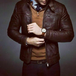 Noora NEW Men Leather Jacket Genuine Lambskin Leather Motorcycle Slim fit WA194