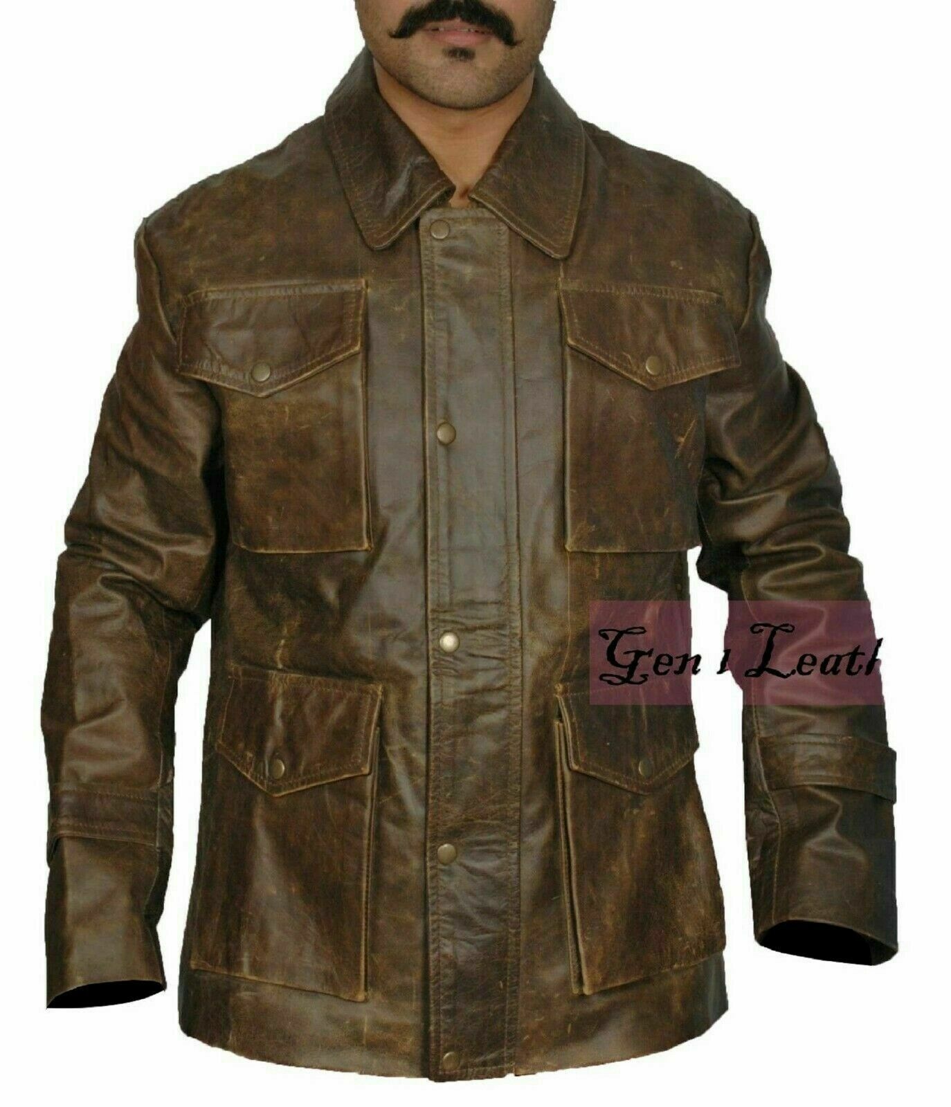 Noora Men's Super natural Dean Winchester Distressed Antique Brown Lambskin Leather Jacket Halloween Cost