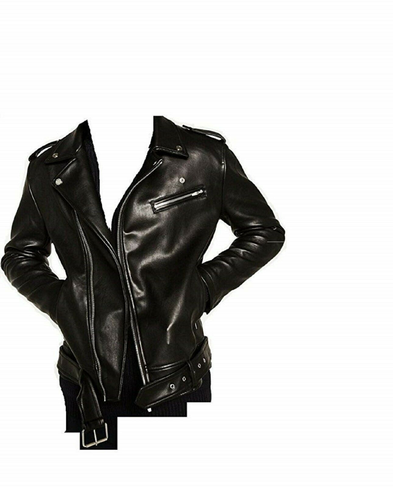 NOORA New MEN'S Lambskin BIKER CAFE RACER  REAL LEATHER SLIM FIT JACKET NI-21