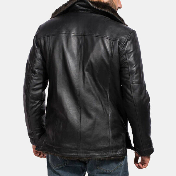 Noora Leather Jacket Men's Fur cliff Black Leather Coat Smart Fit NI-61