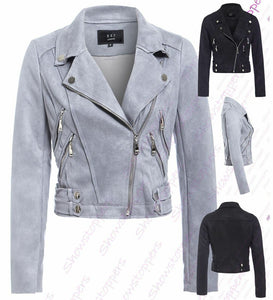 NOORA Women Ladies Leather Jacket Coats Zip Up Biker Flight Casual BS-103