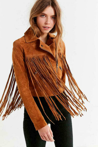 Suede Fringe Jacket Womens | Suede Fringe Jacket | Noora International