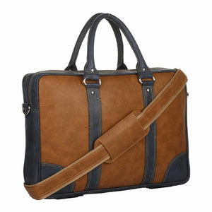 NOORA 15.7 inch Unisex Genuine Leather Messenger Shoulder Briefcas Tan Bag QD311