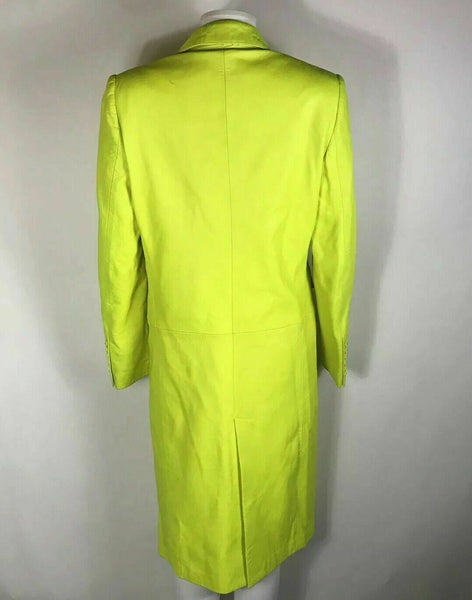 Noora New Women Lambskin Leather Trench Coat Jacket Modern Styles Neon Green SP1