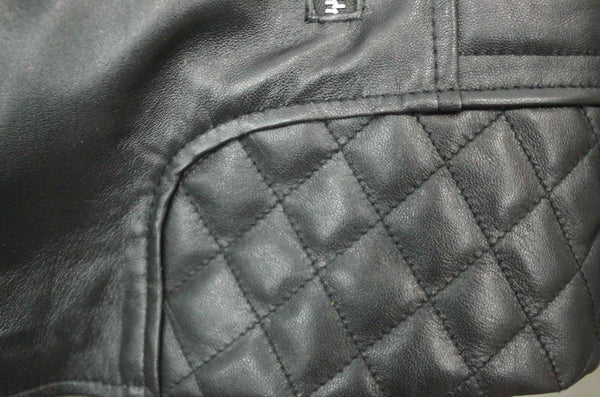 NOORA New Mens Black Leather Jacket, Quilted Designer Shiny Jacket Retro Style Biker Jacket YK0100