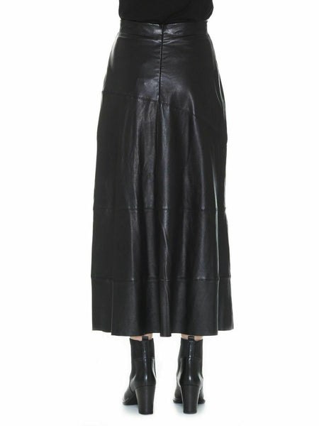 Noora Women's High Waist Long Skirts Swing Leather Cross Flared A-Line Dress ST0344