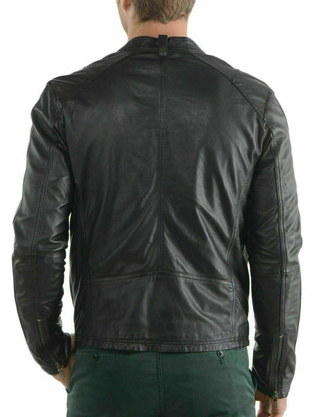 Noora Men Fashion Style Real Black Leather Jackets Motorcycle Bomber Biker Leather Jacket SP24