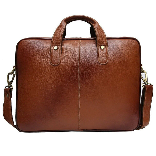 NOORA 13 inch Men's Genuine Leather Messenger Shoulder Briefcas Brown Bag QD317