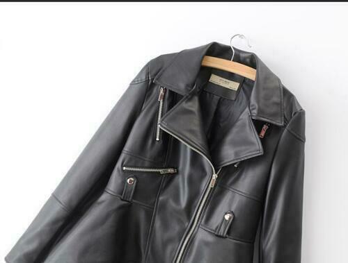 NOORA Leather Jacket Flare Peplum Coat Women Blazer Casual Outwear Slim Fit Black WA556