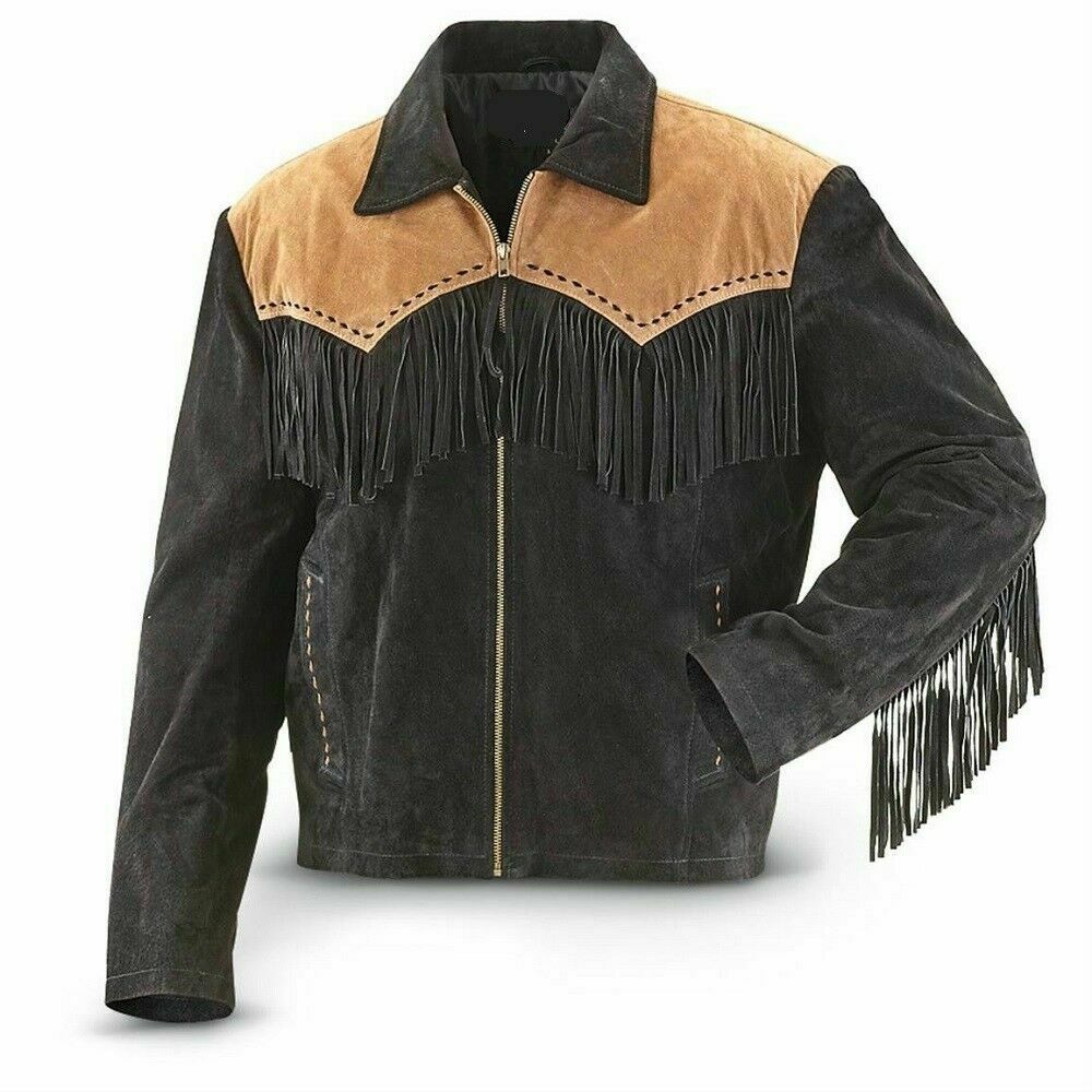 NOORA Womens Cowboy Black Cowhide Leather Jacket Studded Western Wear WA162