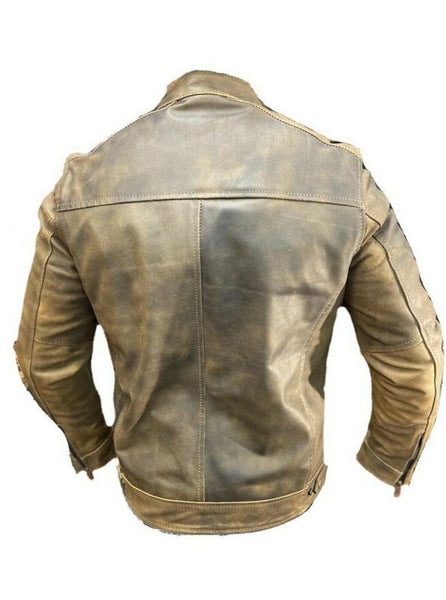 NOORA Hand MadeAntique Vintage Look Real Leather Biker/Motorcycle Jacket SB311