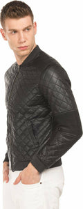 NOORA New Mens Motorbike Motorcycle Diamond Biker jacket Polo Rib Bomber Quilted