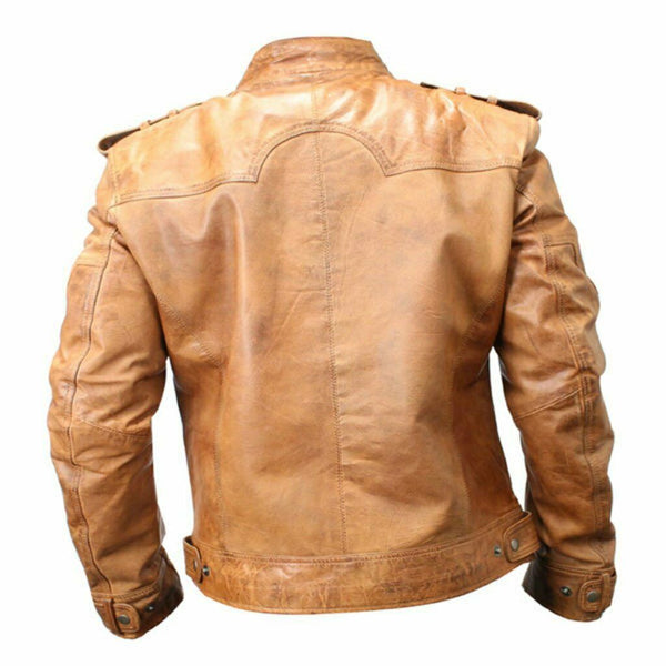 NOORA New MEN'S Lambskin BIKER CAFE RACER  REAL  LEATHER SLIM FIT JACKET NI-33