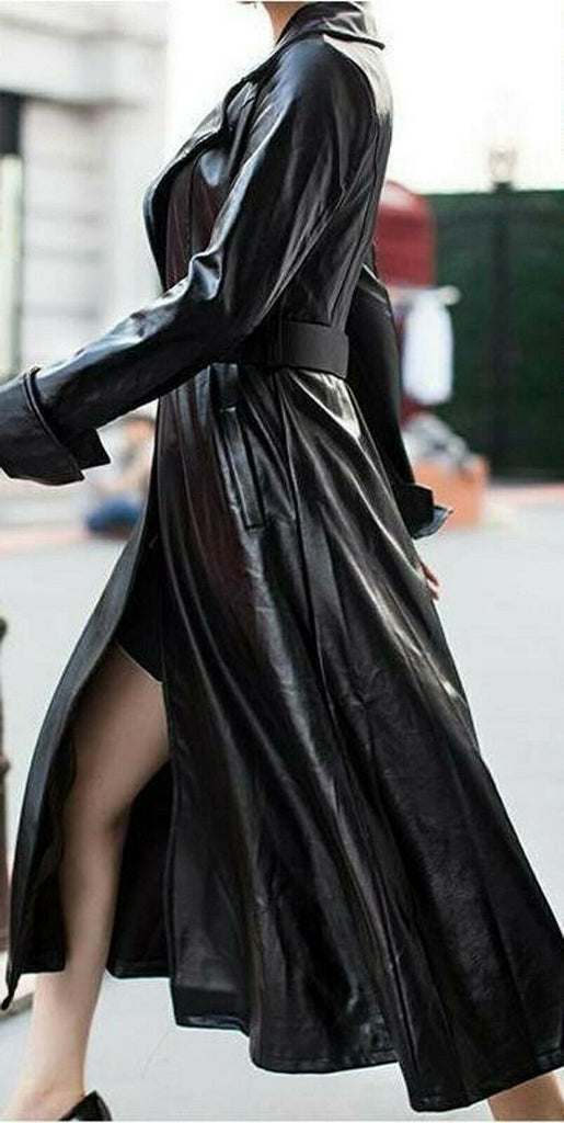 Leather overcoat deals women's