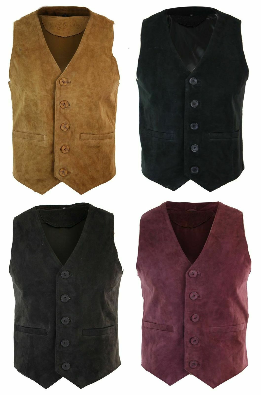 NOORA Mens Waistcoat Suede Leather Retro Vintage Western Vest  NI-82