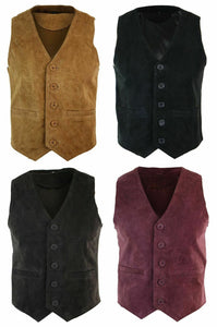 NOORA Mens Waistcoat Suede Leather Retro Vintage Western Vest  NI-82