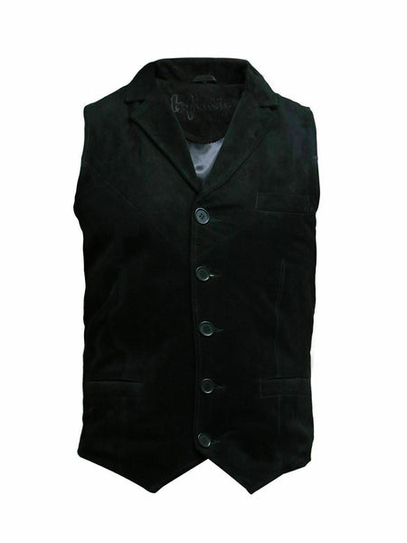 NOORA Brandslock Mens Leather Waistcoat Genuine Goat Suede Classic CowBoy WA167