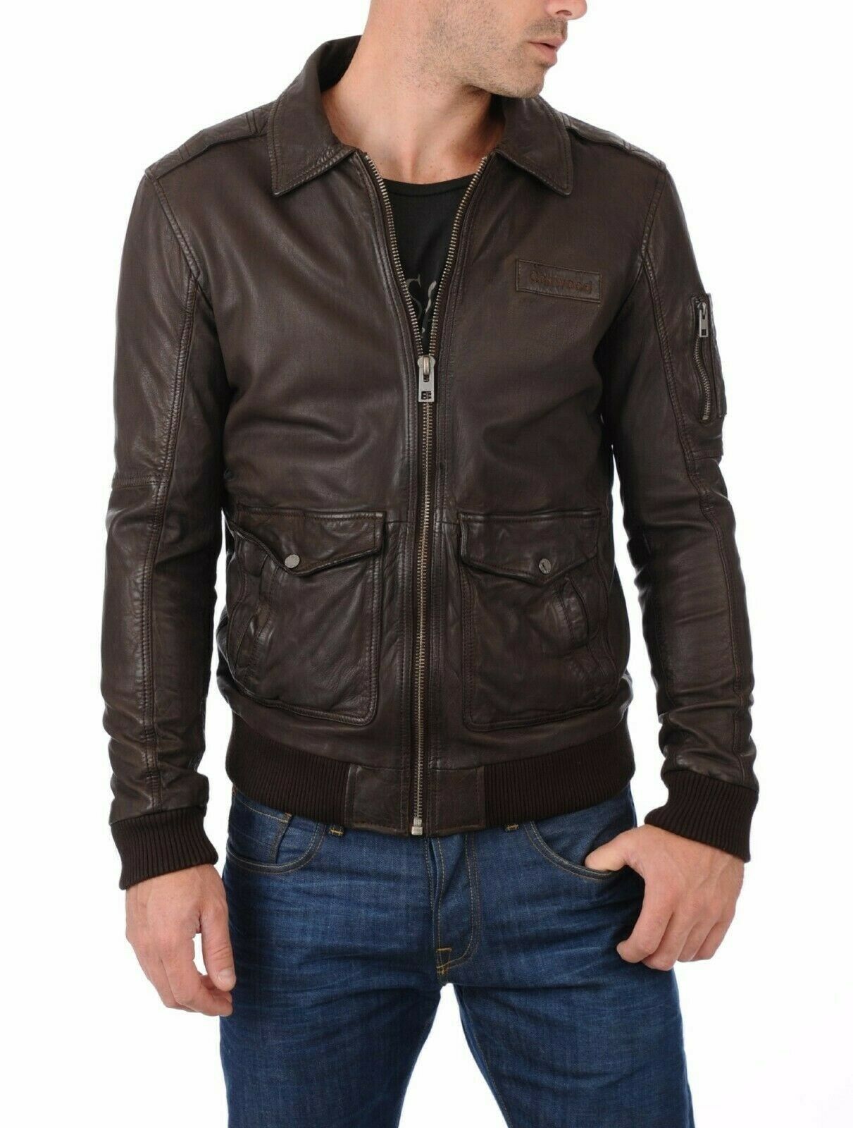 NOORA Men Leather Jacket Brand New 100% Genuine Soft Lambskin Bomber Biker SJ76