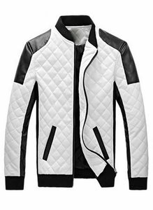 NOORA Mens Handmade Colour Block Quilted Biker Jacket , Bomber  Jacket With Zipper & Pocket | ST0131